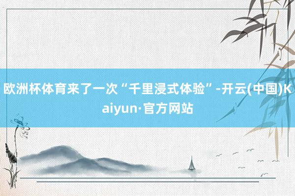 欧洲杯体育来了一次“千里浸式体验”-开云(中国)Kaiyun·官方网站