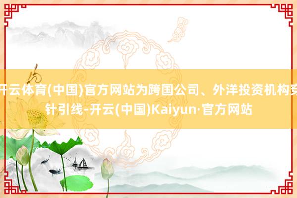 开云体育(中国)官方网站为跨国公司、外洋投资机构穿针引线-开云(中国)Kaiyun·官方网站