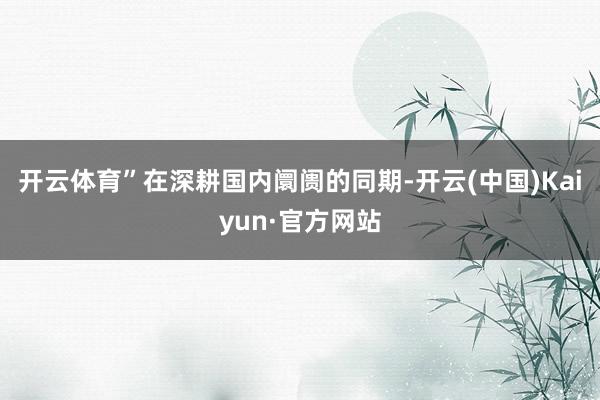 开云体育”　　在深耕国内阛阓的同期-开云(中国)Kaiyun·官方网站