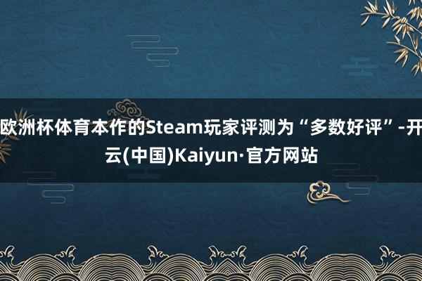 欧洲杯体育本作的Steam玩家评测为“多数好评”-开云(中国)Kaiyun·官方网站