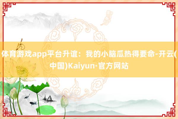 体育游戏app平台升谊：我的小脑瓜热得要命-开云(中国)Kaiyun·官方网站