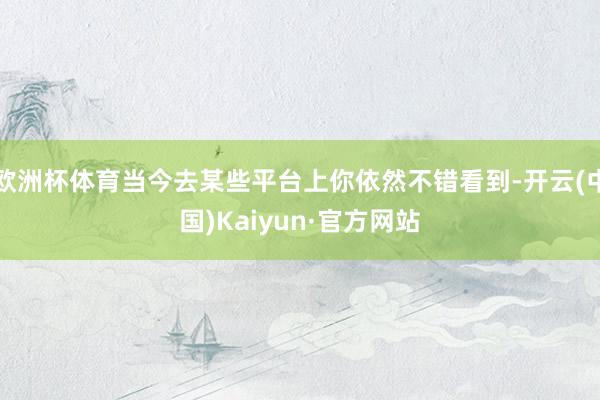 欧洲杯体育当今去某些平台上你依然不错看到-开云(中国)Kaiyun·官方网站