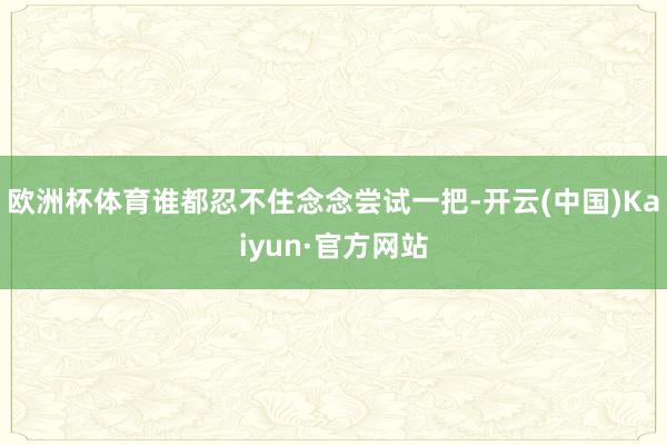 欧洲杯体育谁都忍不住念念尝试一把-开云(中国)Kaiyun·官方网站