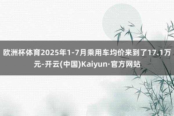 欧洲杯体育2025年1-7月乘用车均价来到了17.1万元-开云(中国)Kaiyun·官方网站