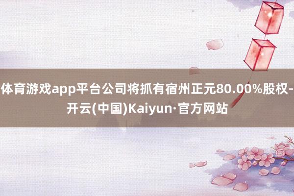 体育游戏app平台公司将抓有宿州正元80.00%股权-开云(中国)Kaiyun·官方网站