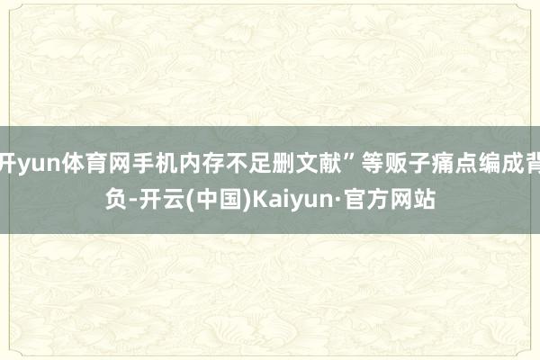 开yun体育网手机内存不足删文献”等贩子痛点编成背负-开云(中国)Kaiyun·官方网站