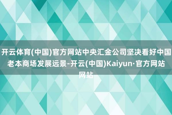 开云体育(中国)官方网站中央汇金公司坚决看好中国老本商场发展远景-开云(中国)Kaiyun·官方网站