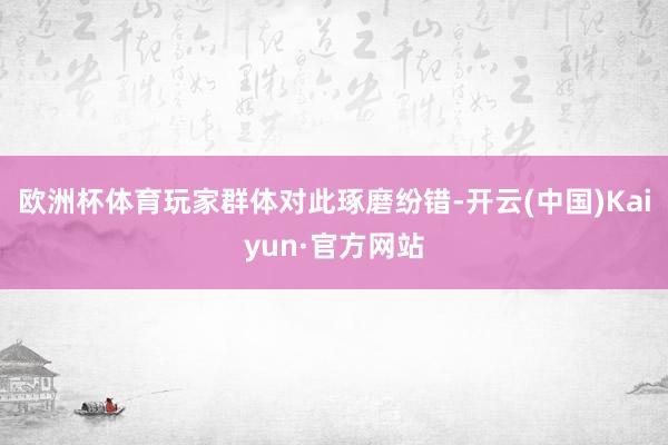 欧洲杯体育玩家群体对此琢磨纷错-开云(中国)Kaiyun·官方网站