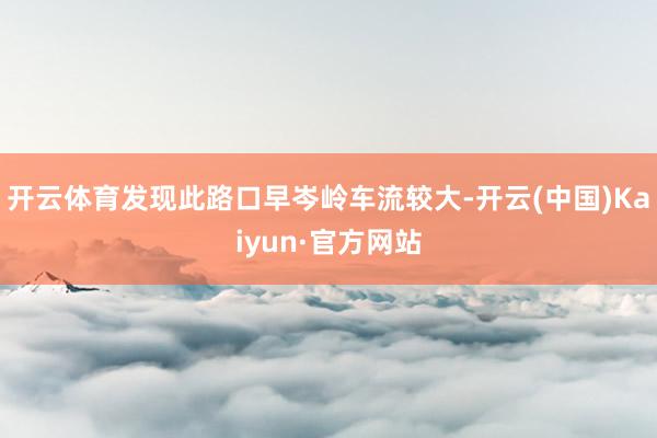 开云体育发现此路口早岑岭车流较大-开云(中国)Kaiyun·官方网站