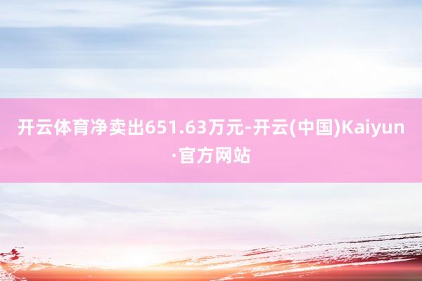 开云体育净卖出651.63万元-开云(中国)Kaiyun·官方网站