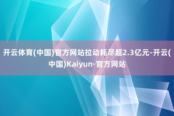 开云体育(中国)官方网站拉动耗尽超2.3亿元-开云(中国)Kaiyun·官方网站