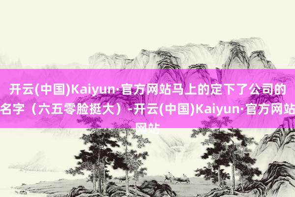 开云(中国)Kaiyun·官方网站马上的定下了公司的名字（六五零脸挺大）-开云(中国)Kaiyun·官方网站